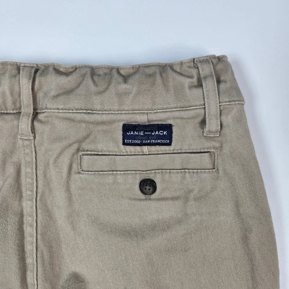 Janie and Jack Jogger Pants Boys 7 Khaki Tan‎ Twill Chino Stretch Casual Tapered